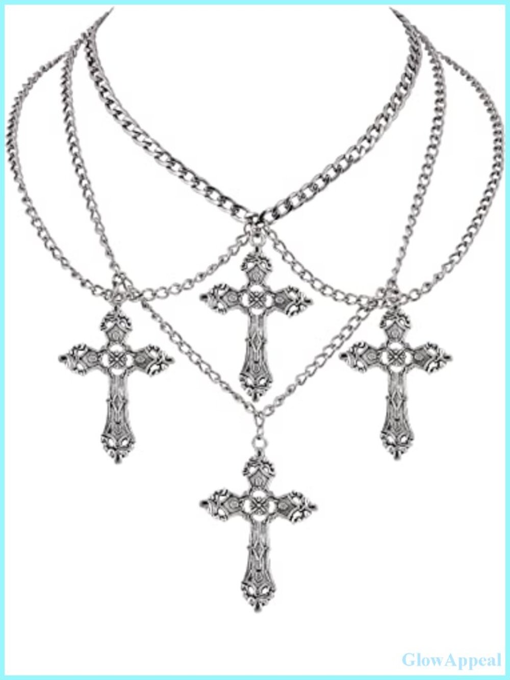Gothic Cross Choker Necklace Punk Emo Y2k Grunge Zinc Alloy